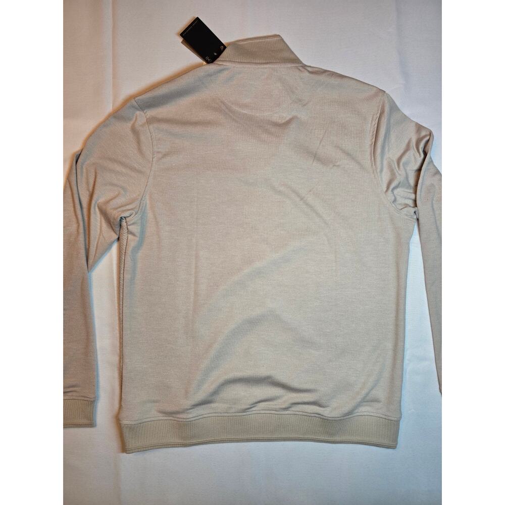 Porter & Ash Interlock Knit Quarter Zip Pullover Sweater Beige Textured - Picture 3 of 7